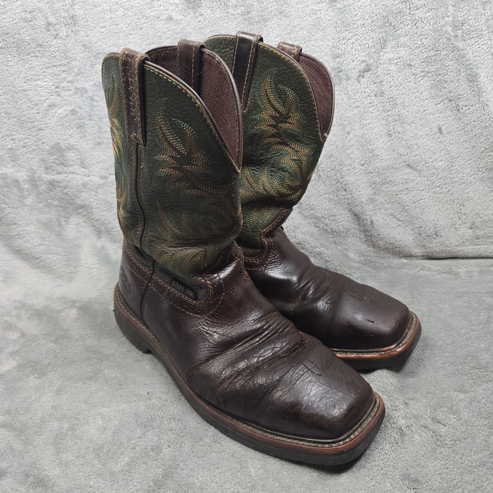 Justin Original‎ Cowboy Boots Men's Size 11 D Brown 4688 Western Rodeo Steel Toe